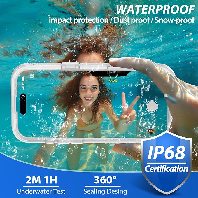 SPORTLINK for iPhone Air Case, IP68 Waterproof Military Protective Full Body Heavy Duty Shockproof 360 Sealed Dustproof with Camera Screen Protector Phone Cover for iPhone Air 6.5" Mag/Frosted Clear