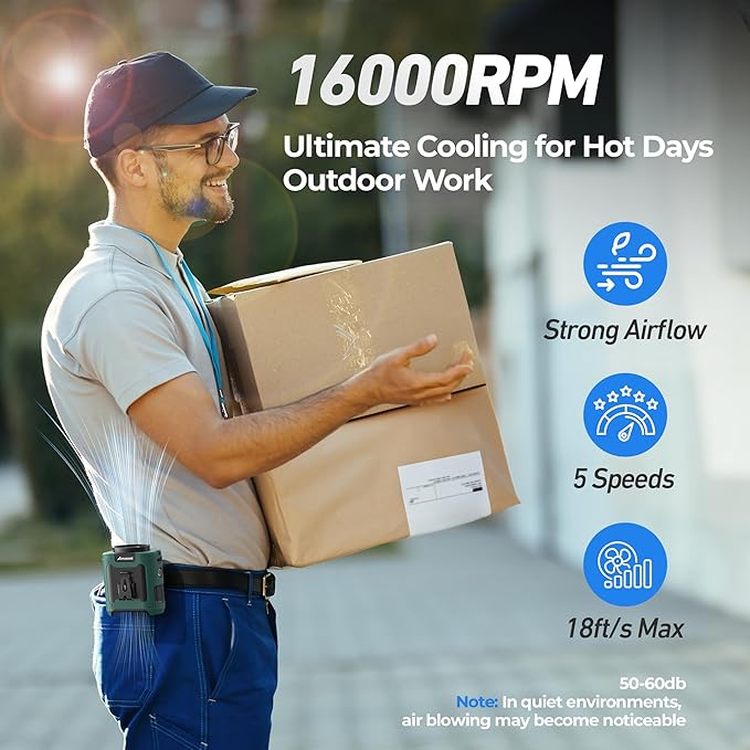 AMACOOL Portable Waist Fan Clip On, Father's Day Gifts for Dad Husband, 10000mAh Rechargeable Wearable Shirt Fan, Powerful Belt Fans, Birthday Gifts for Men Jobsite Travel Camping Essentials 2026
