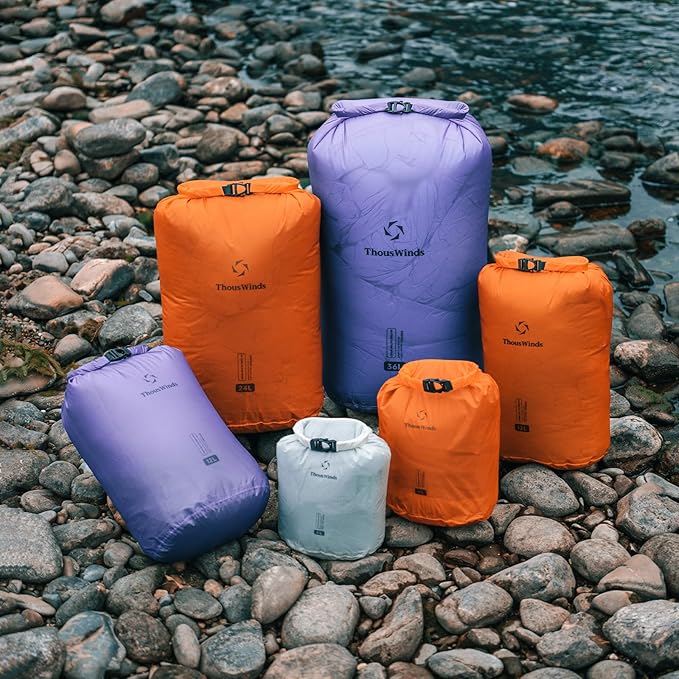 Thous Winds Dry Bag Waterproof, 3L/6L/12L/24L/36L Roll Top Lightweight Dry Sack for Kayaking, Boating, Swimming, Camping, Beach, Travel
