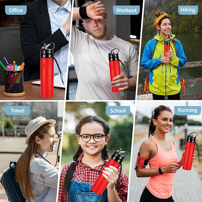 Collapsible Water Bottles 15oz, Odorless BPA-Free Silicone, Leak-Proof Foldable Reusable Bottle - Perfect for Cruise Travel Sports Gym Hiking Camping Cycling - Red