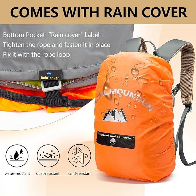 Small Hiking Backpack With Rain-cover, 20L Travel Backpacks For Women Men, Camping Daypack Backpacks Lightweight, Durable Hiking Backpack Fit For Camping, Daily Commuting, Short Trips (Grey)