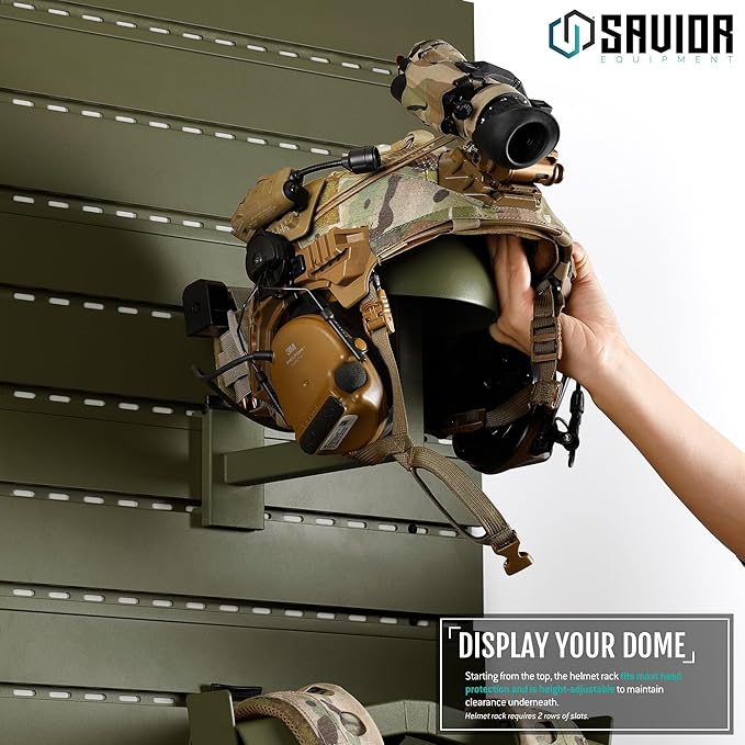 Savior Equipment Wall Rack System H.A.B Attachment Tactical Gear Wall Mount Organizer, Military Helmet Vest Belt Display Rack Plate Carrier Hanger, Heavy-Duty Steel Construction Hold Up to 80 lbs