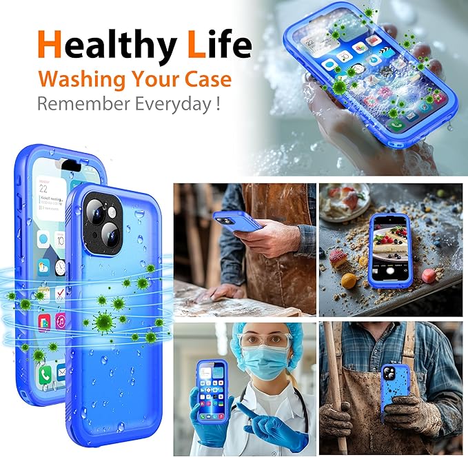 Cozycase for iPhone 15 Plus Waterproof Shockproof Dustproof Case - Heavy Duty/360 Full Body/Military Grade/Protective/Rugged 【8FT Drop Proof】 Built in Screen/Camera Protector with Lanyard Blue
