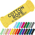 TECEUM Cotton Rope 3/16” (5 mm) – 50 FT – Strong All-Purpose Braided Rope – Natural Cotton – for Crafting, Сamping, Clothes Line, DIY, Indoor & Outdoor Use – Yellow