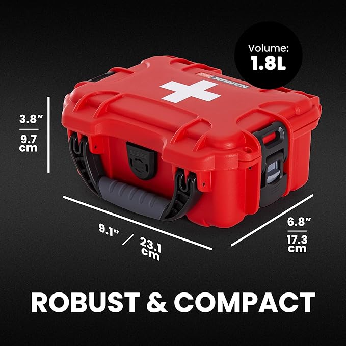 NANUK 903 Waterproof First Aid Box Empty with Lid Organizer & Dividers – Durable Medical First Aid Organizer Case, IP67-Rated, Dustproof, Impact-Resistant, Floats (9.1” x 6.8” x 3.8”) – Red