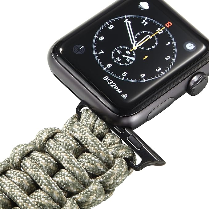 Savior Survival Gear Paracord Watch Band - Compatible with Apple Watch Band 49mm 46mm 45mm 44mm 42mm, iWatch Band Series Ultra 10 9 8 7 6 5 4 3 2 1 SE – Adjustable strap for men (Digital Camo, Large)