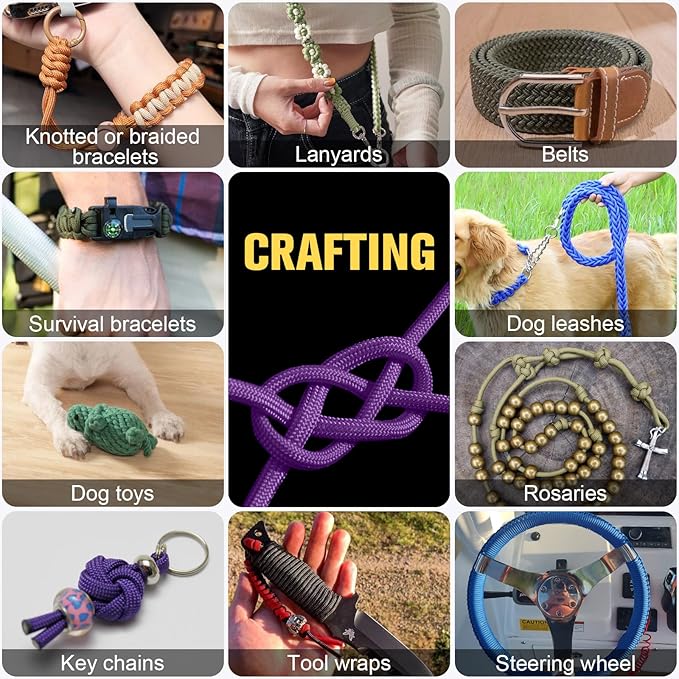 Paracord Rope 750 lb - 200ft 5/32" Parachute Cord 4MM 12-Strand para Cord - Heavy Duty Spool String for Survival,Camping Gear, Survival Bracelet, Clothesline - Purple