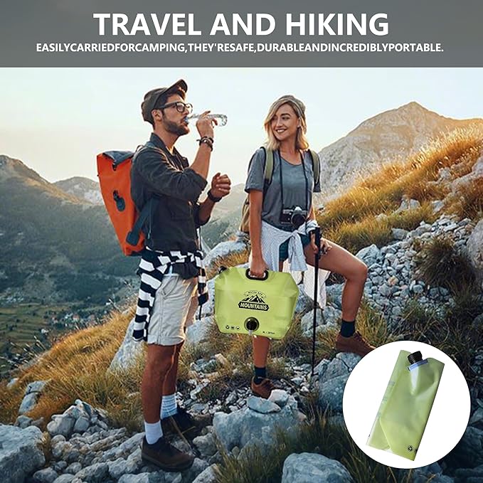 8L Collapsible Water Bag BPA-Free Foldable Water Container Leakproof Portable Water Jug Emergency Water Storage Carrier for Camping Hiking Backpacking RV Travel Fishing Outdoor Survival Gear Green