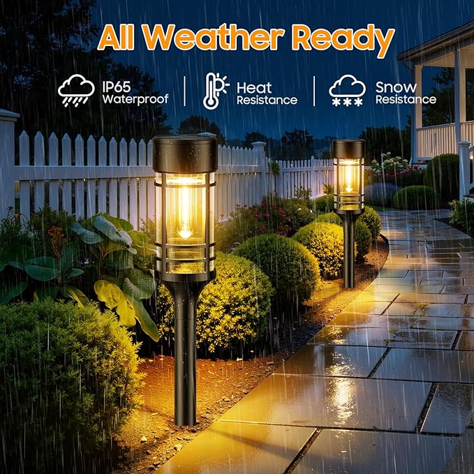 LETMY Solar Pathway Lights Outdoor, 8 Pack Solar Lights Outdoor Waterproof IP65, Bright Solar Garden Lights Outdoor, Auto On/Off Outdoor Solar Lights for Yard Walkway Driveway Landscape Garden Decor