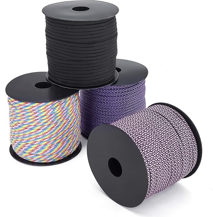 MOOCY Diamond Pattern Paracord 550,5/32 in x 164 ft (4mm x 50m),7 Inner Strands/Parachute Cord,Nylon Type III Paracord,Ideal Nylon String for Survival & Camping Gear,Black