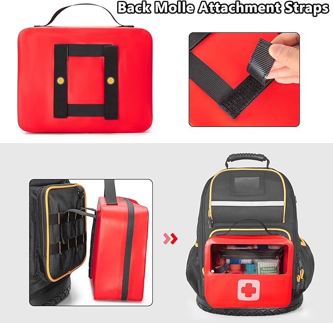 Marscamd Waterproof Empty First Aid Bag with a Detachable Panel, Small Medical Bag with Molle System, Red (Bag Only)