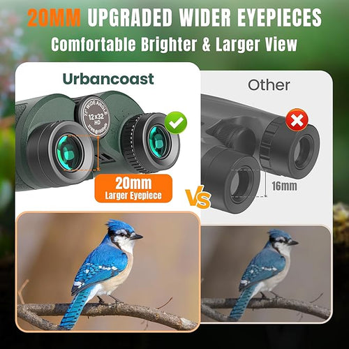 12x32 Compact Binoculars for Adults - High Powered Lightweight Small Binoculars with Large View - Super Bright Waterproof Binocular for Bird Watching Travel Cruise Ship Hiking Sports Concert