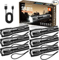 BUCASA 6 Pack Rechargeable Flashlights High Lumens, Brighter Small Flashlight Powerful Tactical Flashlights Rechargeable, Waterproof LED Flashlight with 3 Zoomable Modes for Camping Emergency