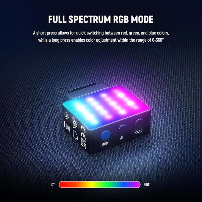 NEEWER Basics Magnetic RGB Camera Auxiliary Light, 1.5W Plastic Small Cold Shoe LED Panel Video Photo Fill Lighting for DSLR Action Cam Phone Cage AC024 OSMO Pocket 3 Mount & M21, CRI95+ 500mAh, M23