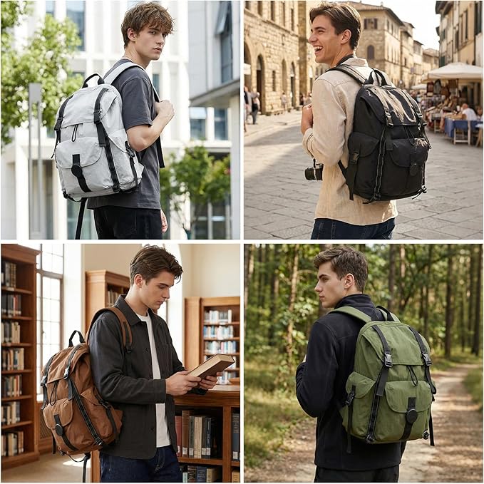 mixi Travel Backpack for Women Men, 18 Inch Carry On Laptop Backpack Flight Approved fits 16'' Laptop, Lightweight Waterproof Hiking Backpack Travel Outdoor Business Casual Daypack, Jungle Green