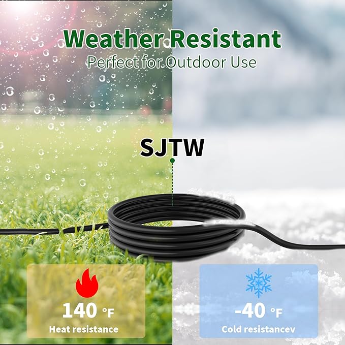 2 Way Power Extension Cord Splitter 25 Ft Total (13+6+6)-3 Prong 1 to 2 Extension Cord Cable Y Splitter-Outlet Adatper-SJTW Outdoor for Halloween Christmas Lighting Landscaping-16AWG 13A 125V-UL-1T2