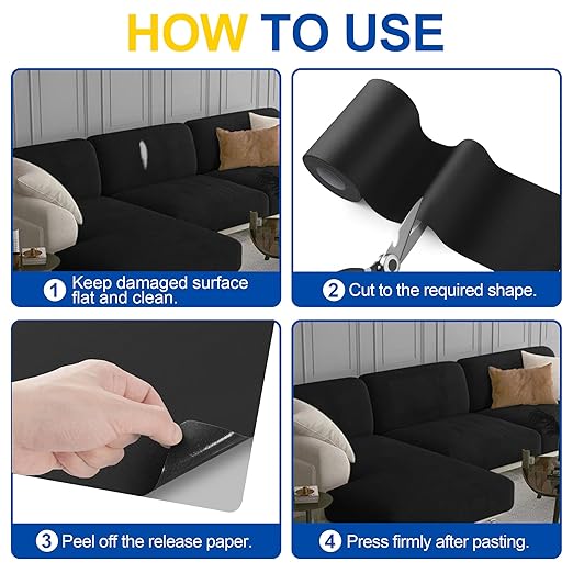 Fabric Repair Tape, Self Adhesive Canvas Repair Patch, Waterproof Outdoor Canvas Tape/Patch Kit for Sun Shades Clothing Tent Awnings Boat Cover Couches Black 4x71 inch