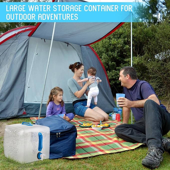 Reallnaive 3 Pack Collapsible Water Container with Spigot, Foldable Camping Water Container Portable Camping Storage Carrier Jug for Outdoors Hiking Emergency Kit Backpack(Blue,5.3 Gallon)