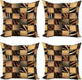 Ambesonne Safari Decorative Throw Pillow Case Pack of 4, Jeans Denim Patchwork in Safari Style Wilderness Design Art Print, Cushion Cover for Couch Living Room Car, 24", Brown Black