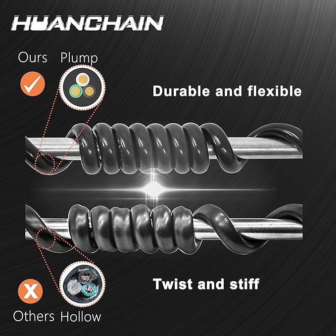 HUANCHAIN Black Outdoor Extension Cord 100 FT Waterproof, Flexible 16/3 Gauge Power Cord Extension 3 Prong 10A 1250W SJTW ETL Listed