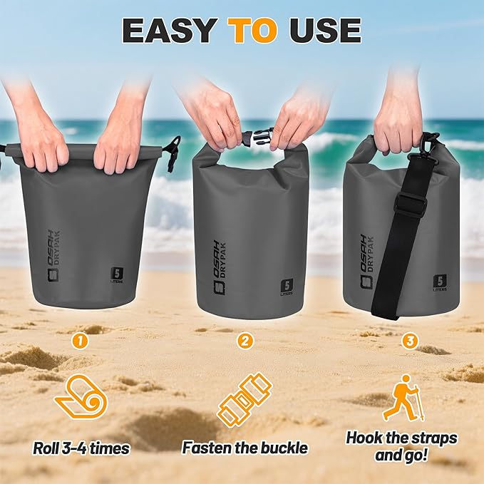 Waterproof Dry Bag, 5L/10L/20L/30L/40L Roll Top Lightweight Storage Backpack with Phone Case for Women & Men, Floating Waterproof Sack for Travel, Swimming, Kayaking, Paddle Board, Camping & Beach