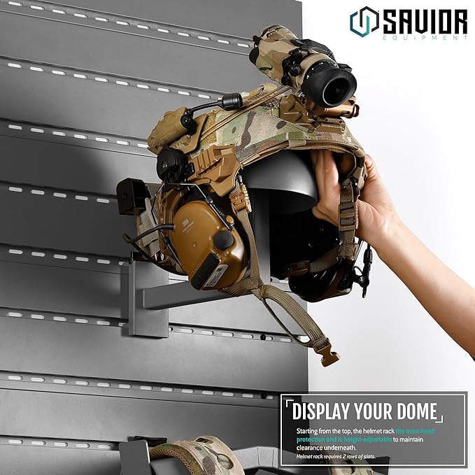 Savior Equipment Wall Rack System H.A.B Attachment Tactical Gear Wall Mount Organizer, Military Helmet Vest Belt Display Rack Plate Carrier Hanger, Heavy-Duty Steel Construction Hold Up to 80 lbs