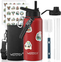 32oz Insulated Water Bottle (Cold for 48 Hrs),BPA Free&Leak Proof,Stainless Steel Water Flask,Water Jug with Straw Spout Lids for Gym,Hiking,Travel,Red