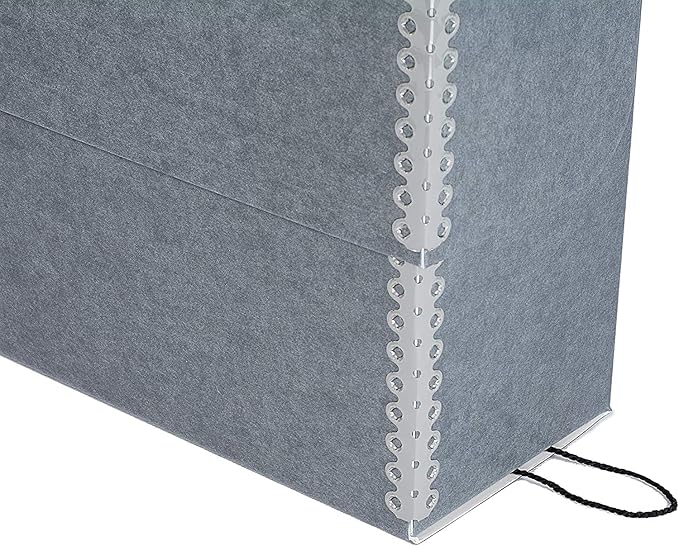 Lineco Archival Document Storage Box with Metal Edge, Acid-Free Gray Boxboard, Organize and Store Files, Prints, Photos, Letter-Sized Case 12.5" x 10.5" x 5" Wide, Pack of 2