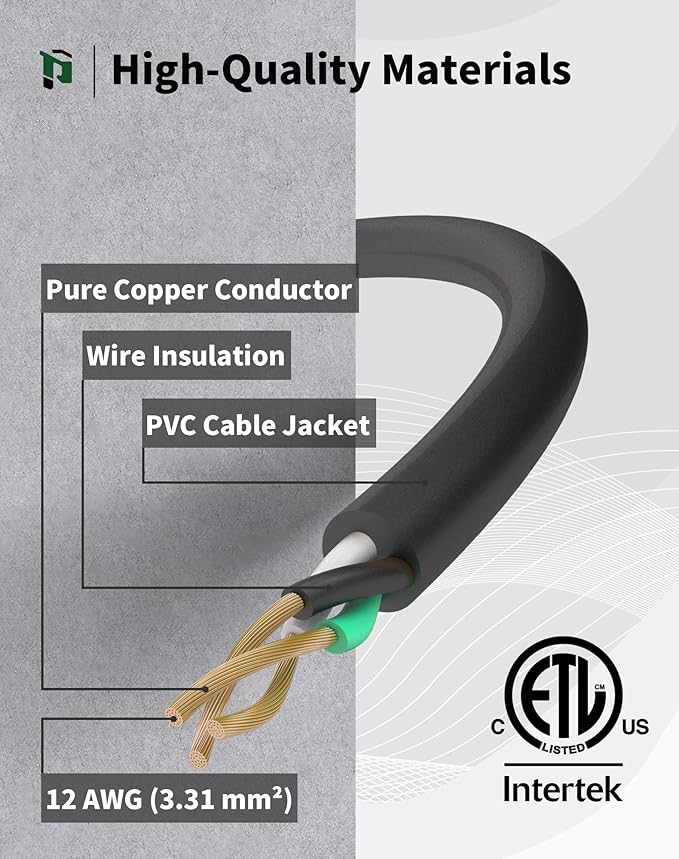 15Ft 12 Gauge Outdoor Extension Cord with 3-Outlets, 2 Pack, Heavy Duty 3 Prong Extension Cord Waterproof with Lighted end, 15A SJTW, ETL Listed, Black