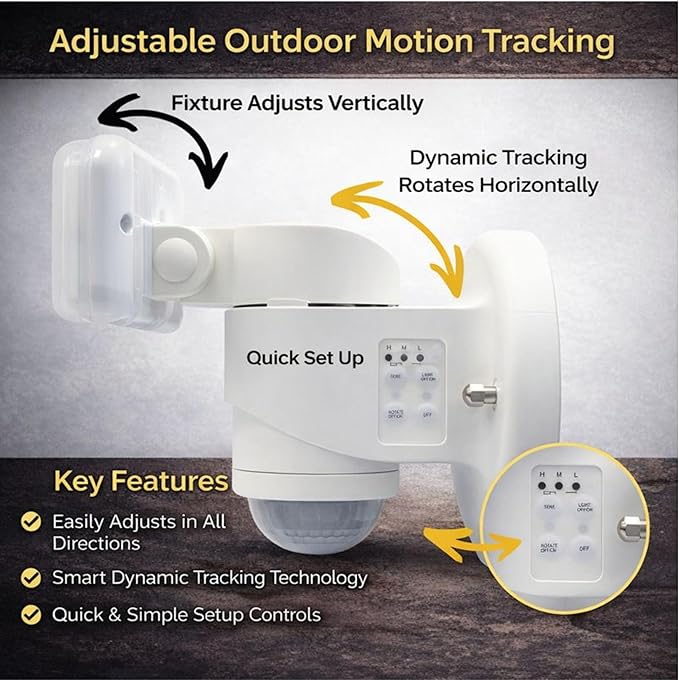 Wired Motion Security Light with Dynamic Tracking Technology, 2000 Lumens LED, 240° Sensor, 50 ft Range (Black)
