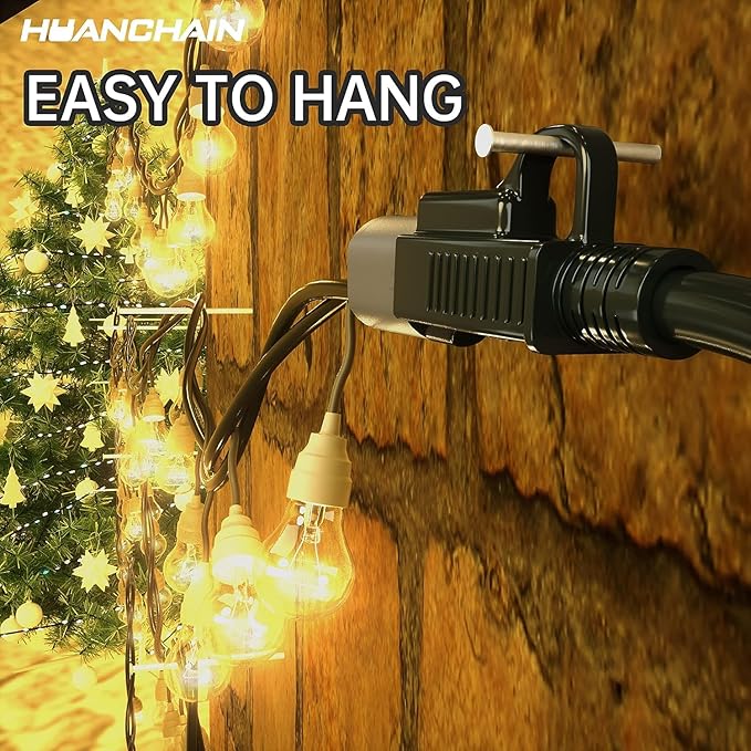 HUANCHAIN Black Outdoor Extension Cord 100 FT Waterproof, Flexible 16/3 Gauge Power Cord Extension 3 Prong 10A 1250W SJTW ETL Listed