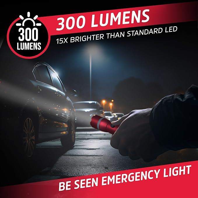 Energizer R-300 LED Flashlight Emergency Safety Light, Bright IPX4 Water Resistant Flash Light, Durable Emergency Light for Hurricane Preparedness, Batteries Included (Pack of 2)