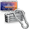 sprookber 316 Stainless Steel Carabiner Clip, Marine Grade Heavy Duty Spring Snap Hook for Outdoor, Boat, Hammock, Set of 5