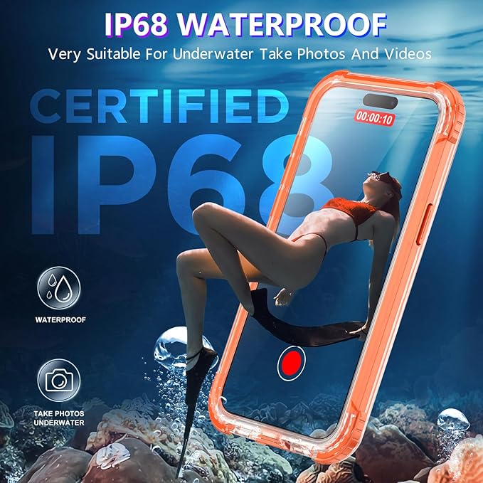 2025 New for iPhone 15 Pro Case Waterproof, [Compatible with MagSafe][Built-in Camera & Screen Protector][Full Body Shockproof][IP68 Waterproof][Dustproof] Phone Case for iPhone 15 Pro 6.1"