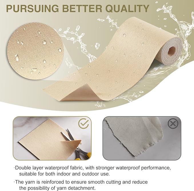 Gheeidau Canvas Repair Tape 4×70 Inch Waterproof Self-Adhesive Fabric Repair Patch for Repairing Boat Covers,Tents,Patio Umbrellas,Car Seats,Luggage,Sofas.(Light Beige)
