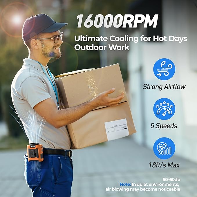 AMACOOL Portable Waist Fan Clip On, Father's Day Gifts for Dad Husband, 10000mAh Rechargeable Wearable Shirt Fan, Powerful Belt Fans, Birthday Gifts for Men Jobsite Travel Camping Essentials 2026