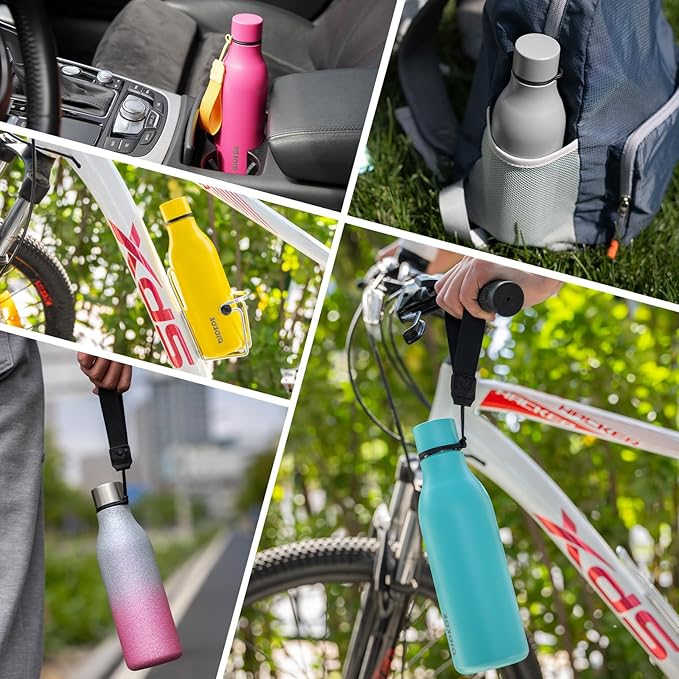 BJPKPK Insulated Water Bottles, 25 oz Stainless Steel Metal Water Bottle with Strap, BPA Free Leak Proof Jugs, Mugs, Flasks, Reusable Thermal Flasks for Sports & Travel, Sky