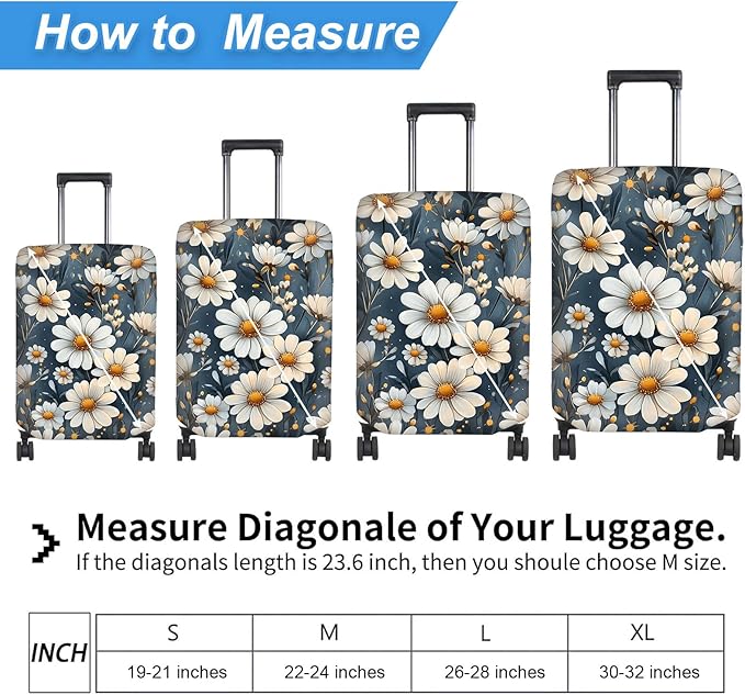 Luggage Cover Protector for 22-24 Inch Suitcases, TSA Approved Elastic Travel Suitcase Covers, Anti-Scratch Washable Luggage Sleeve for Carry On & Checked Bags, Little Flower