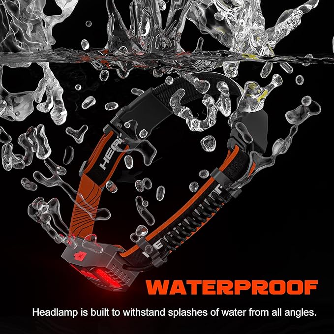 Hopedone 2 Packs Rechargeable Headlamp, 230°Wide-Angle 1000 Lumens Headlamp Flashlight with Red Taillight 3 Light Modes Lightweight LED Head Lamp Adjustable Waterproof Head Light for Running Cycling