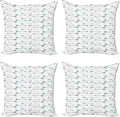 Ambesonne Teal Throw Pillow Cushion Case Pack of 4, Retro Arrow Pattern in Horizontal Line Heading to Opposite Directions Art Print, Modern Accent Double-Sided Digital Printing, 24", Teal Grey