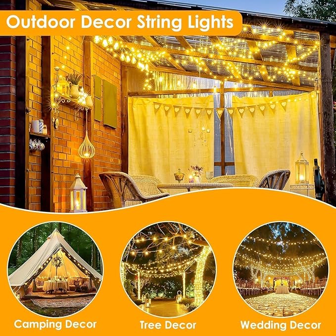 2Pack Each 33Ft 100 LED Fairy Lights Plug in with Remote, Waterproof String Lights Outdoor & Indoor, String Lights 8 Modes with Timer, Twinkle Light for Girl's Room Christmas Decorations (Warm White)
