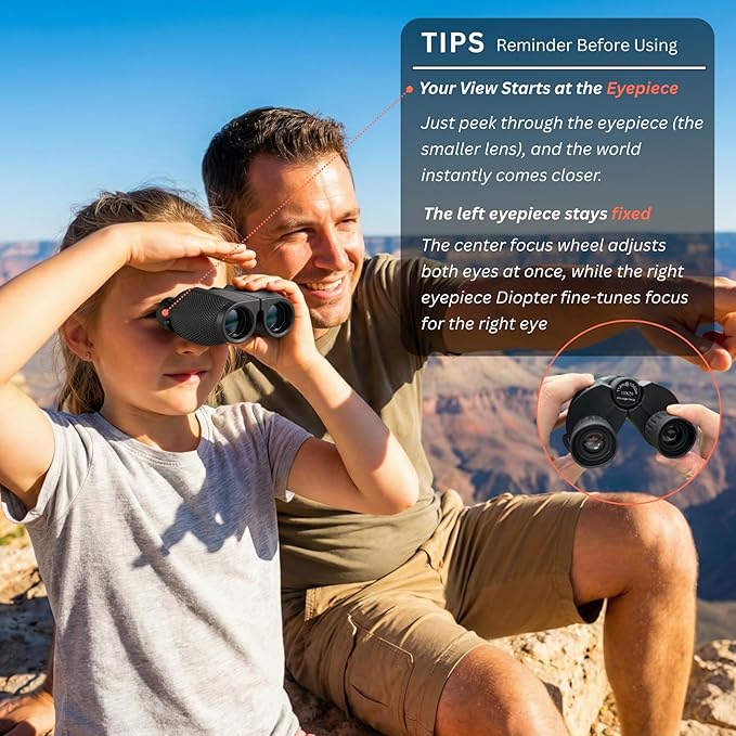 Hontry Binoculars for Adults and Kids, 10x25 Compact Binoculars for Bird Watching, Theater and Concerts, Hunting and Sport Games