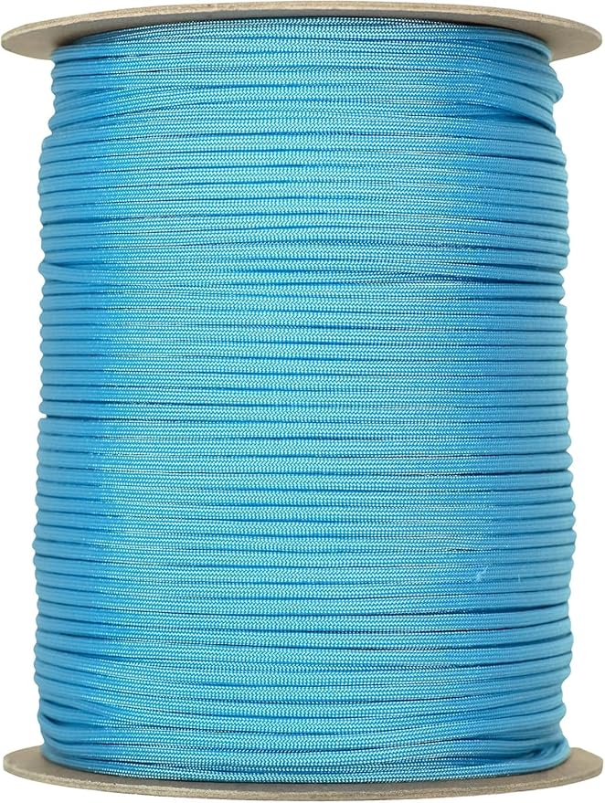 The Paracord Store | Type III 550 Paracord - 1000 FT Spool, Baby Blue | Heavy Duty 7 Strand Tactical Paracord - USA Made Nylon Outdoor Parachute Cord for Camping, Fishing & More - Survival Cord