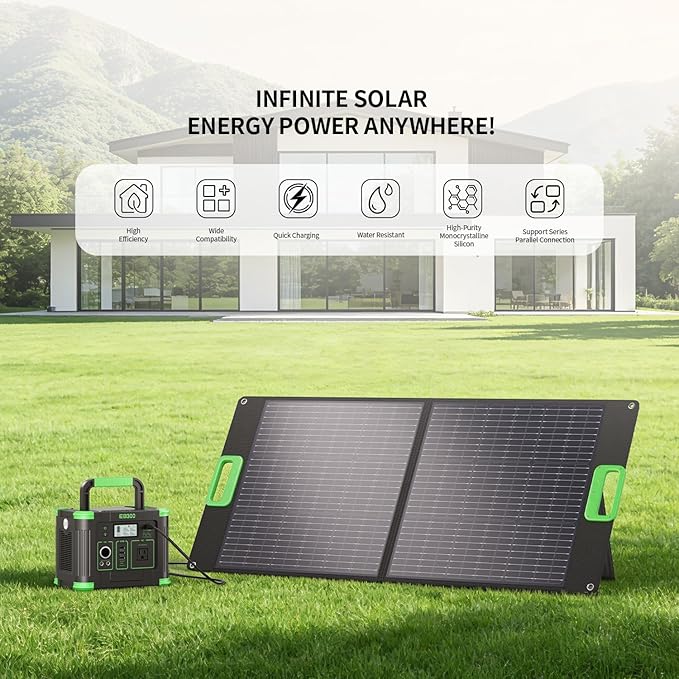 300W Portable Power Station with 100W Foldable Solar Panel, 288Wh Solar Generator AC Outlet, MC-4 Solar Battery Charger, 60W USB-C PD Fast Charging for Outdoor Camping, Home Emergency, RV Travel, Van