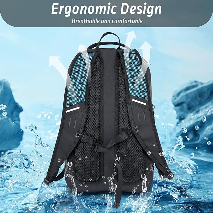 Trudave Waterproof Backpack, Waterproof Submersible Backpack, Floating TPU Coated Dry Bag with Airtight Zipper for Kayak, Fishing, Boating, Hiking, Black (20L)