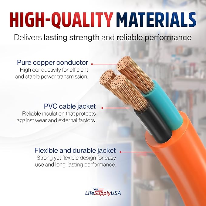 75ft Outdoor/Indoor Extension Cord 14/3 Gauge Heavy Duty 3 Prong SJTW, Waterproof, Flexible Cold-Resistant Long Power Cord,13A 125V 1625W, Orange by LifeSupplyUSA