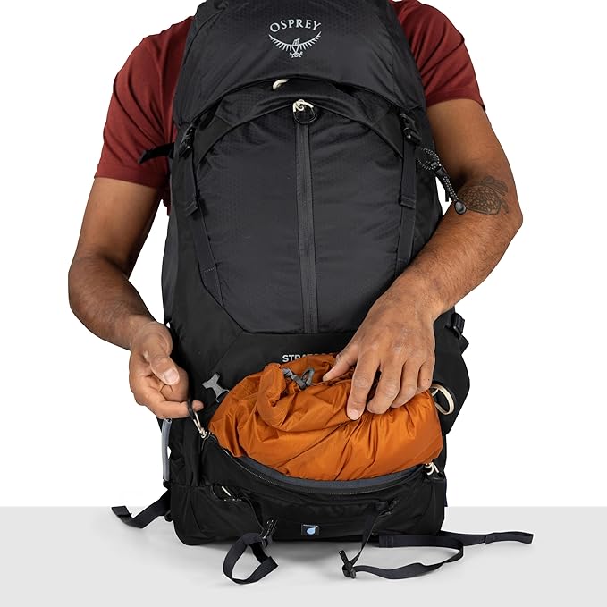 Osprey Stratos 36L Men's Hiking Backpack - Lightweight Backpacking Pack with Waterproof Raincover - Camping Bag, Raven Black