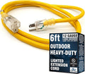 6 ft Short Outdoor Extension Cord Waterproof - 12 Gauge Heavy Duty Extension Cord 6 ft - Lighted Outdoor Extension Cords - Watts Wire - 6' Grounded