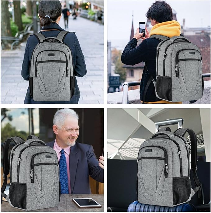 BIKROD 45L Extra Large Travel Laptop Backpack for Men and Women, Carry on Back Pack Fit 18.4 IN Laptop, Grey, Gift