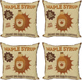 Ambesonne Retro Throw Pillow Cushion Case Pack of 4, Maple Syrup Ad with Grunge Effect Worn Out Background with Stripes, Modern Accent Double-Sided Digital Printing, 24", Pale Brown Beige